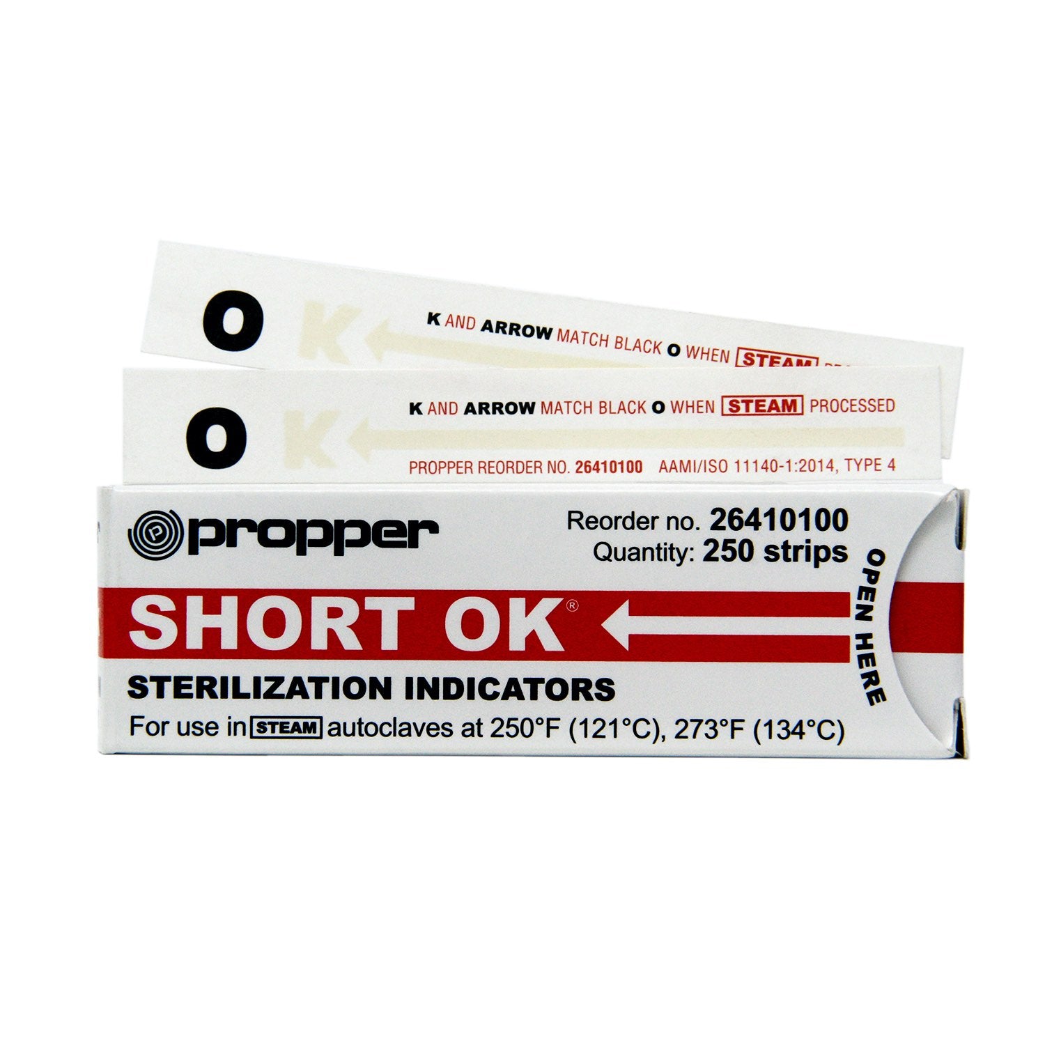 Short OK Chemical Indicator Strips (4 in) Box of 250 Strips