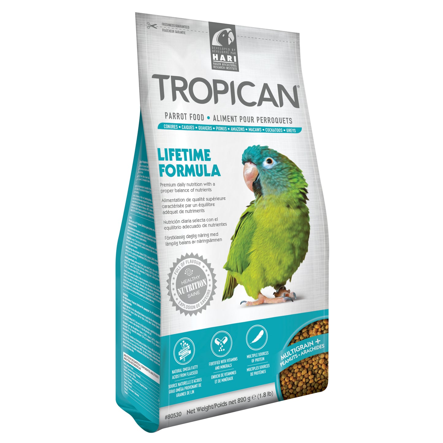 Tropican Lifetime Formula Parrot Food for Birds (Original) 820 g Bag