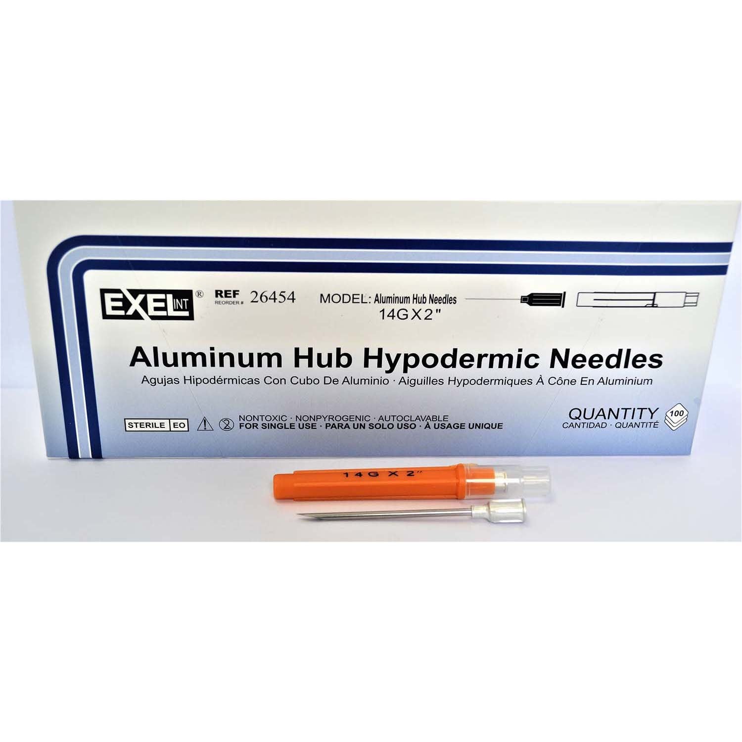 Hypodermic Needles with Aluminium Hub Box of 100 Needles 14 g x 2 in