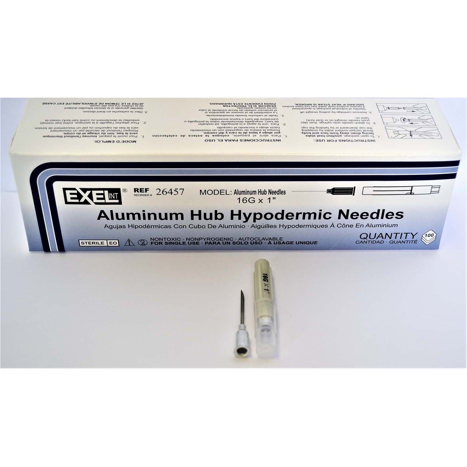 Hypodermic Needles with Aluminium Hub Box of 100 Needles 16 g x 1 in