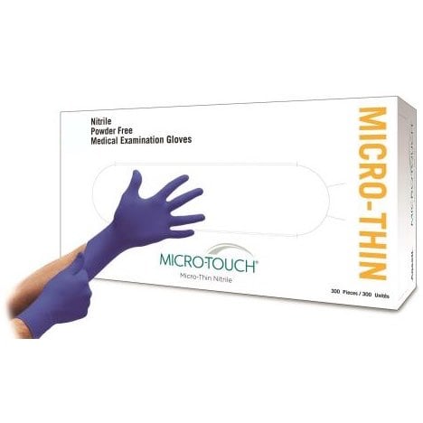 Micro - Touch Micro - Thin Nitrile Exam Gloves, Powder-Free, Non-Sterile, Blue (Box of 300)