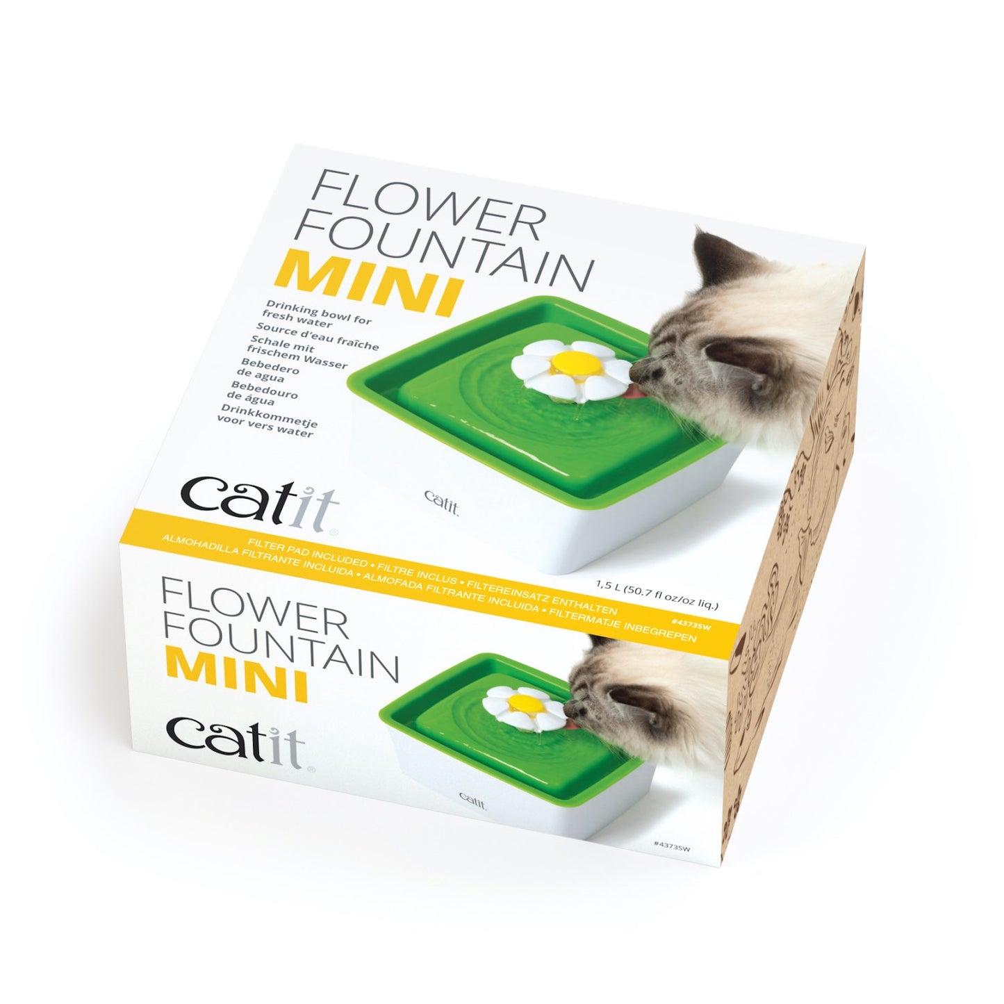 Mini Flower Fountain for Cats (Green) (1.5 L), 1 Unit - additional product view 2