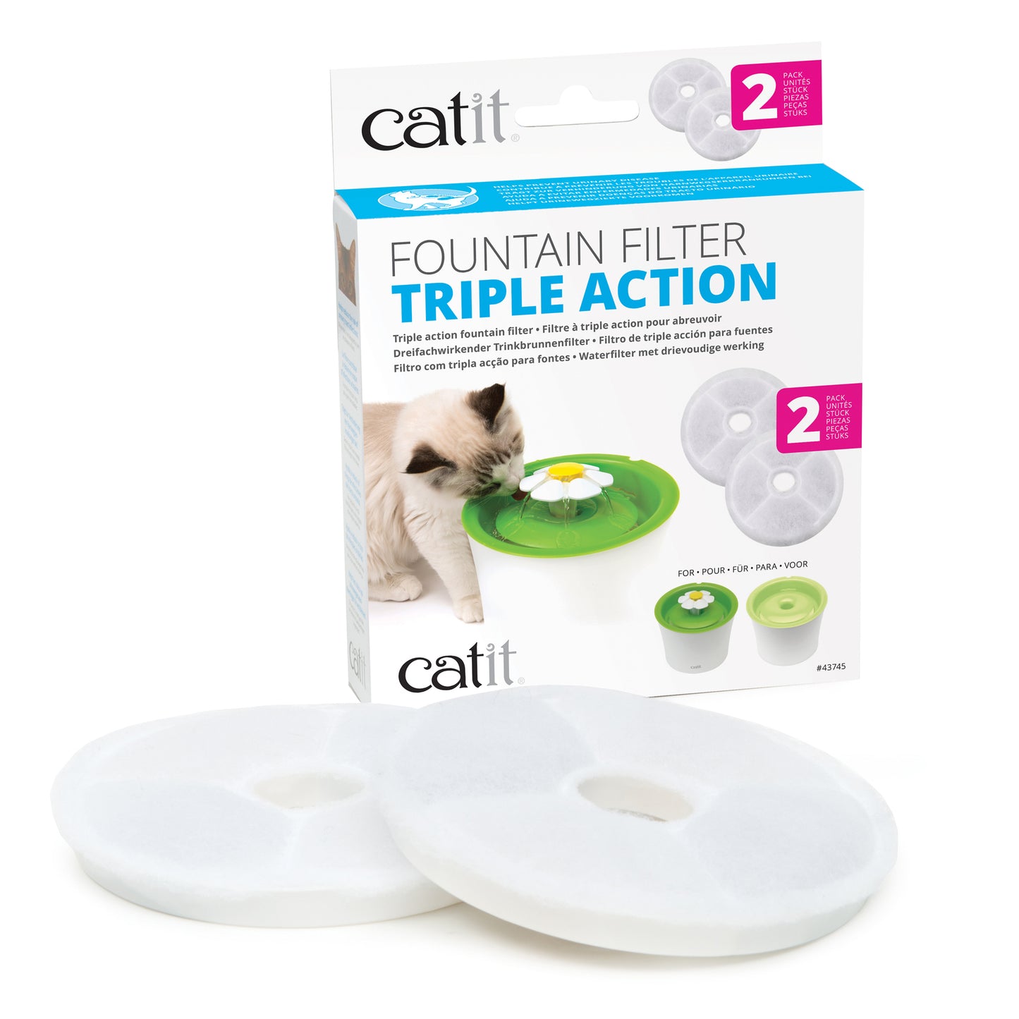 Triple Action Fountain Filters for Cats Pack of 2