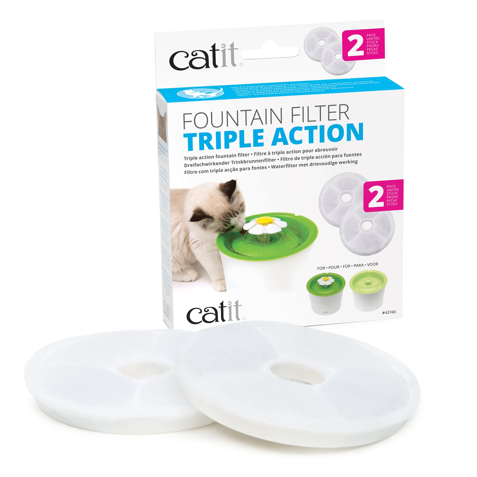 Triple Action Fountain Filters for Cats Pack of 2
