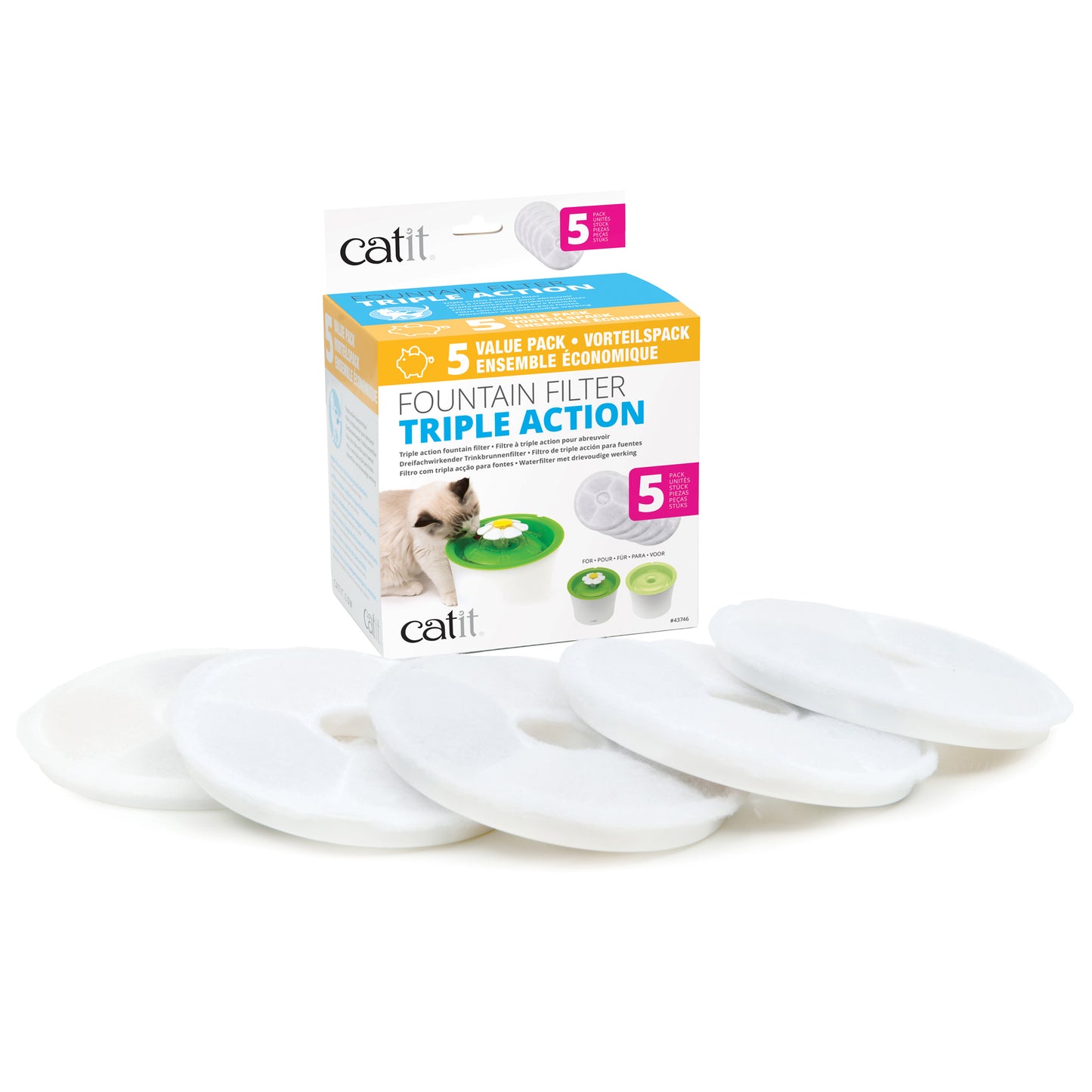 Triple Action Fountain Filters for Cats - Pack of 5 - product image 1