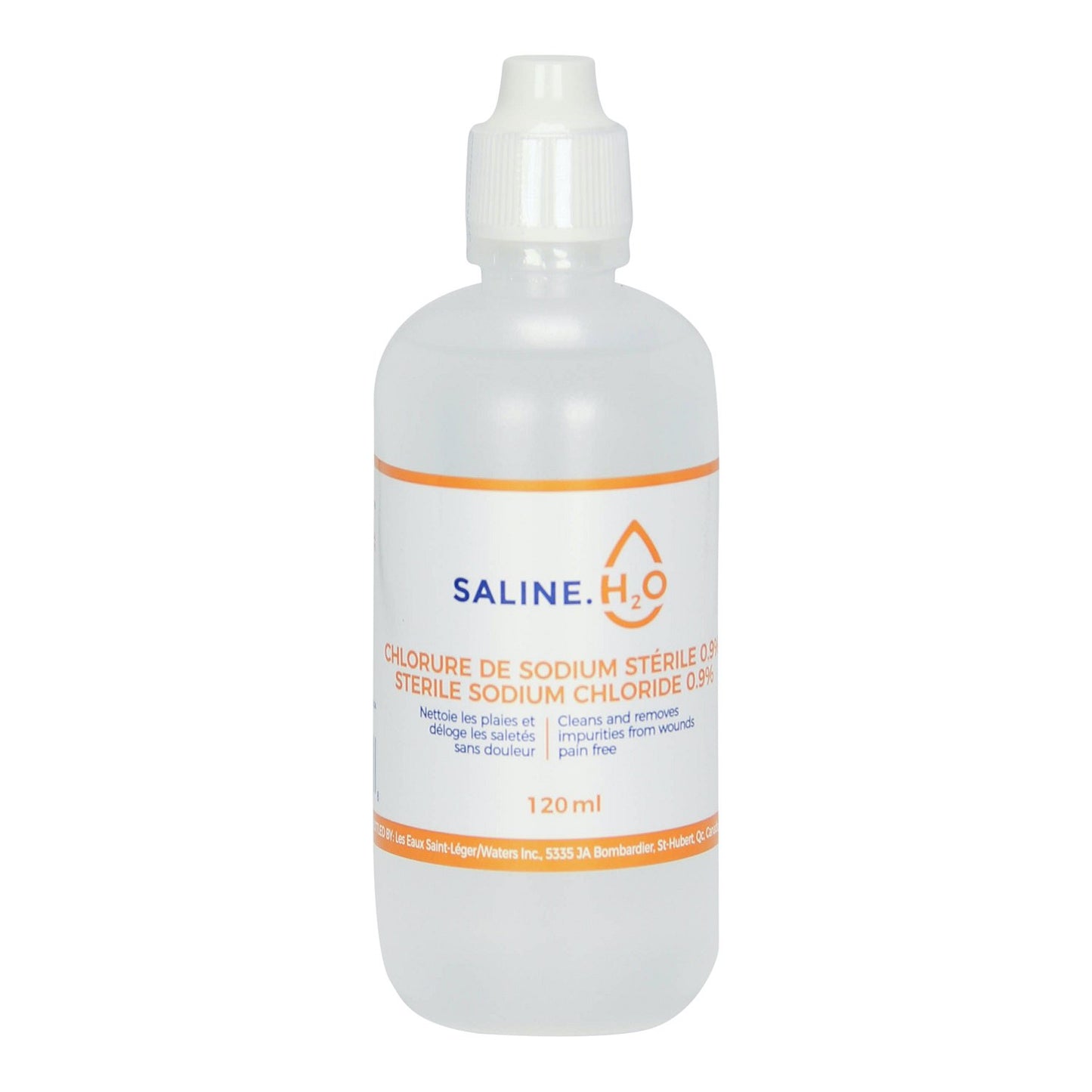 Saline.H2O Sodium Chloride 0.9% for Farm Animals 120 mL Bottle