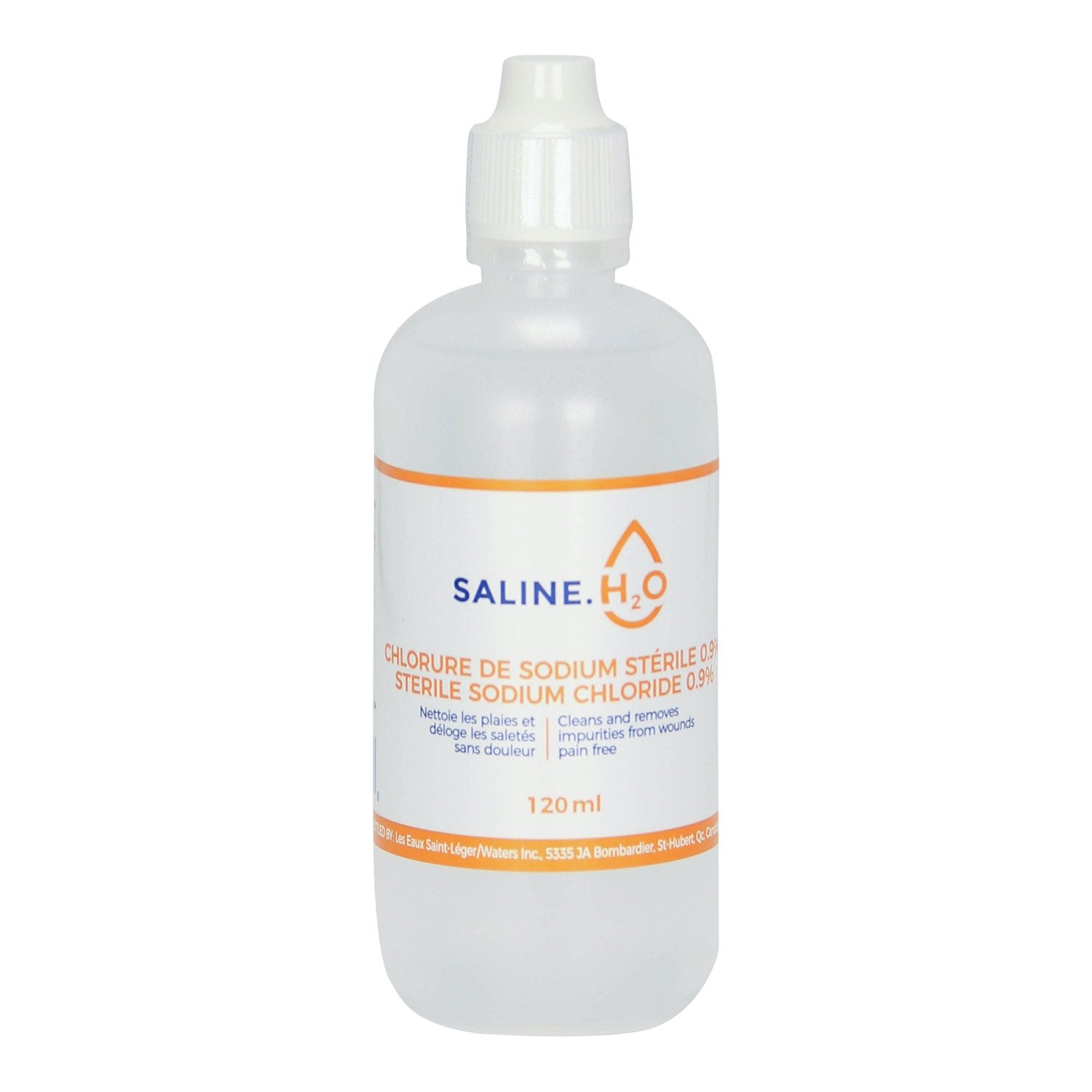 Saline.H2O Sodium Chloride 0.9% for Farm Animals 120 mL Bottle