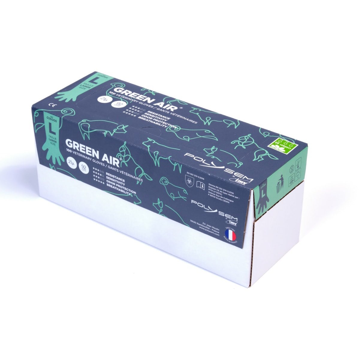 Veterinary Gloves Green Air (Green) Box of 100 Gloves