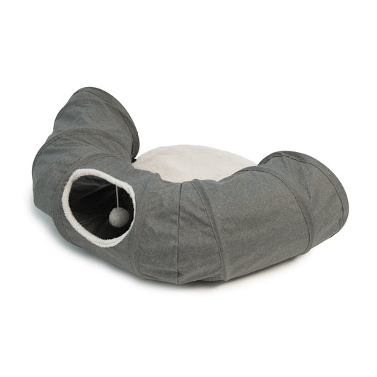 Tunnel and Round Cushion for Cats (Grey) 1 Unit
