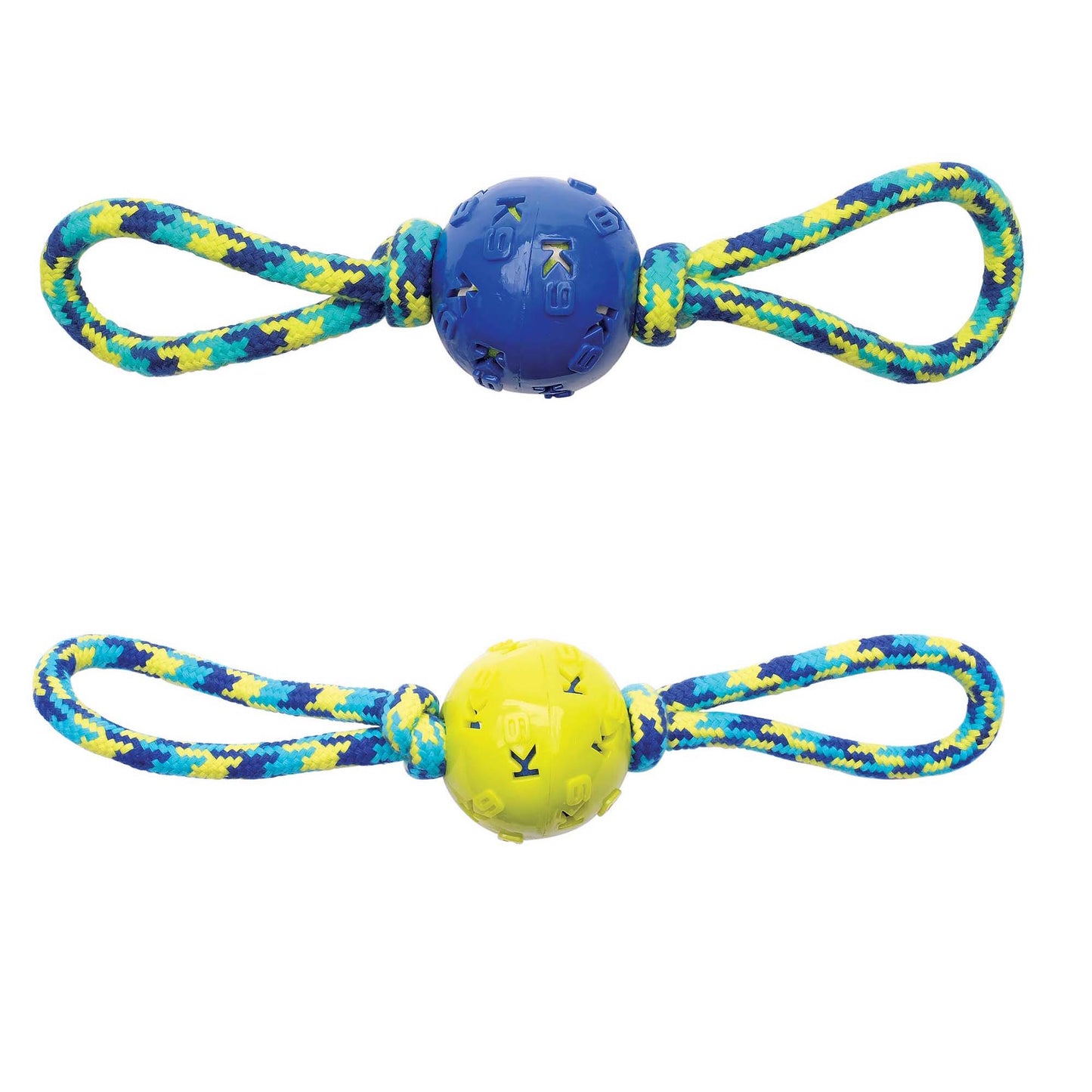 K9 Fitness Ball Double Tug with TPR Ball Encasing Tennis Ball for Dogs 16 in 1 Toy
