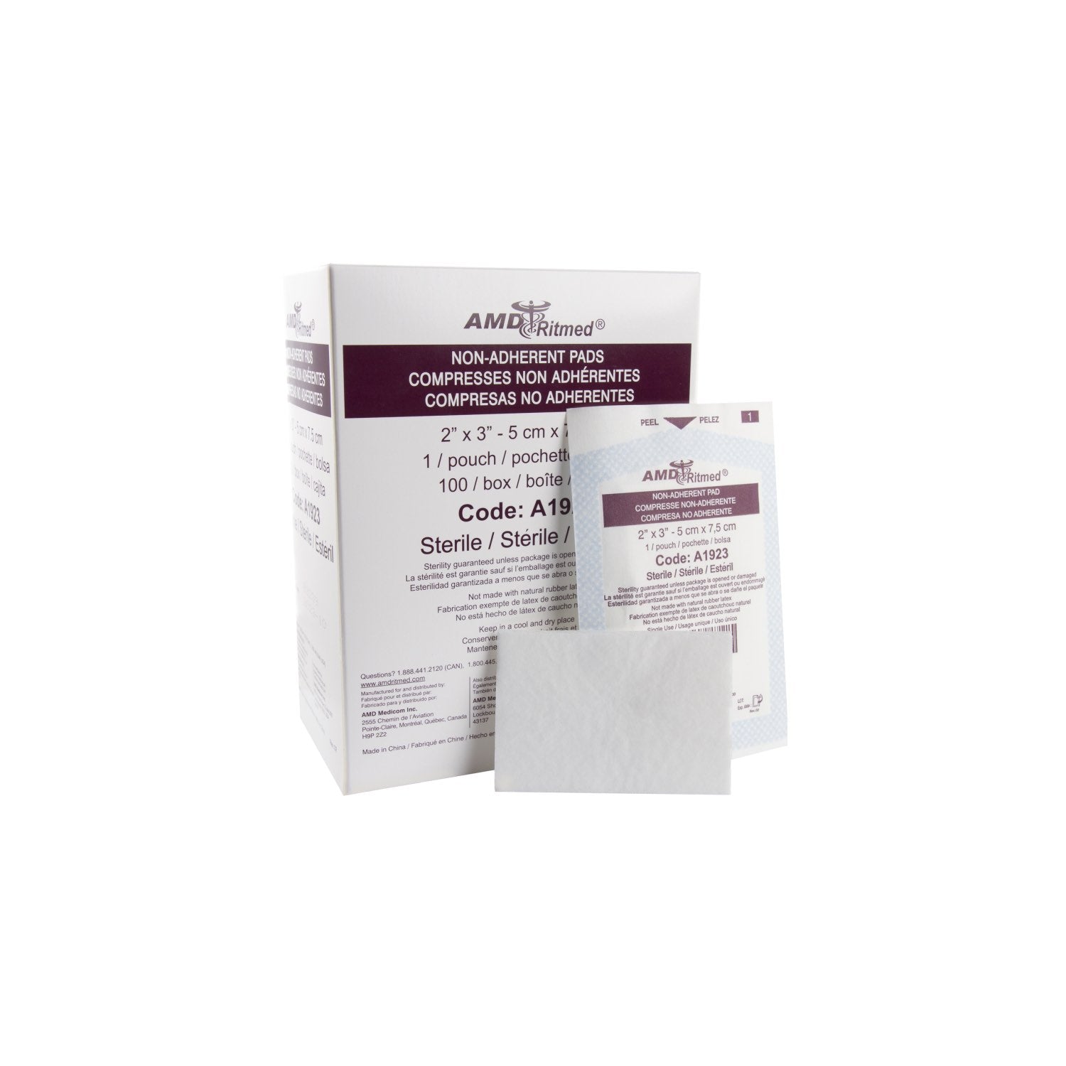 Dressing Pad Non - Adherent Sterile Pack of 100 Units 2 in x 3 in