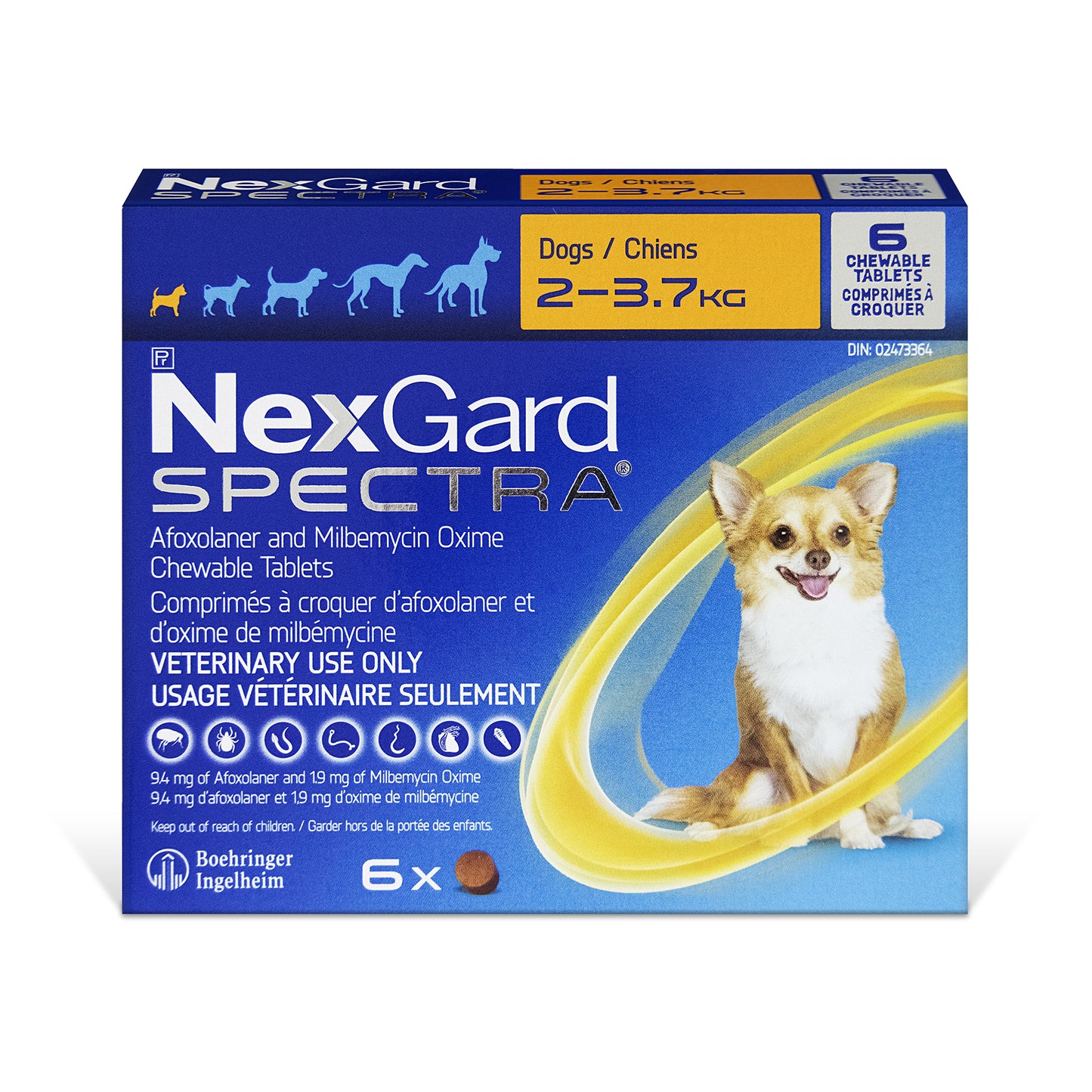 NexGard Spectra Chewable Tablets for Dogs 1 Box of 6 Tablets