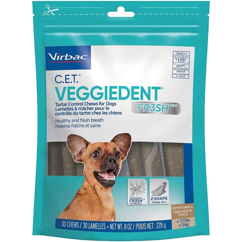 C.E.T.. VeggieDent FR3SH Chews for Dogs (Vegetarian) Bag of 30 Chews