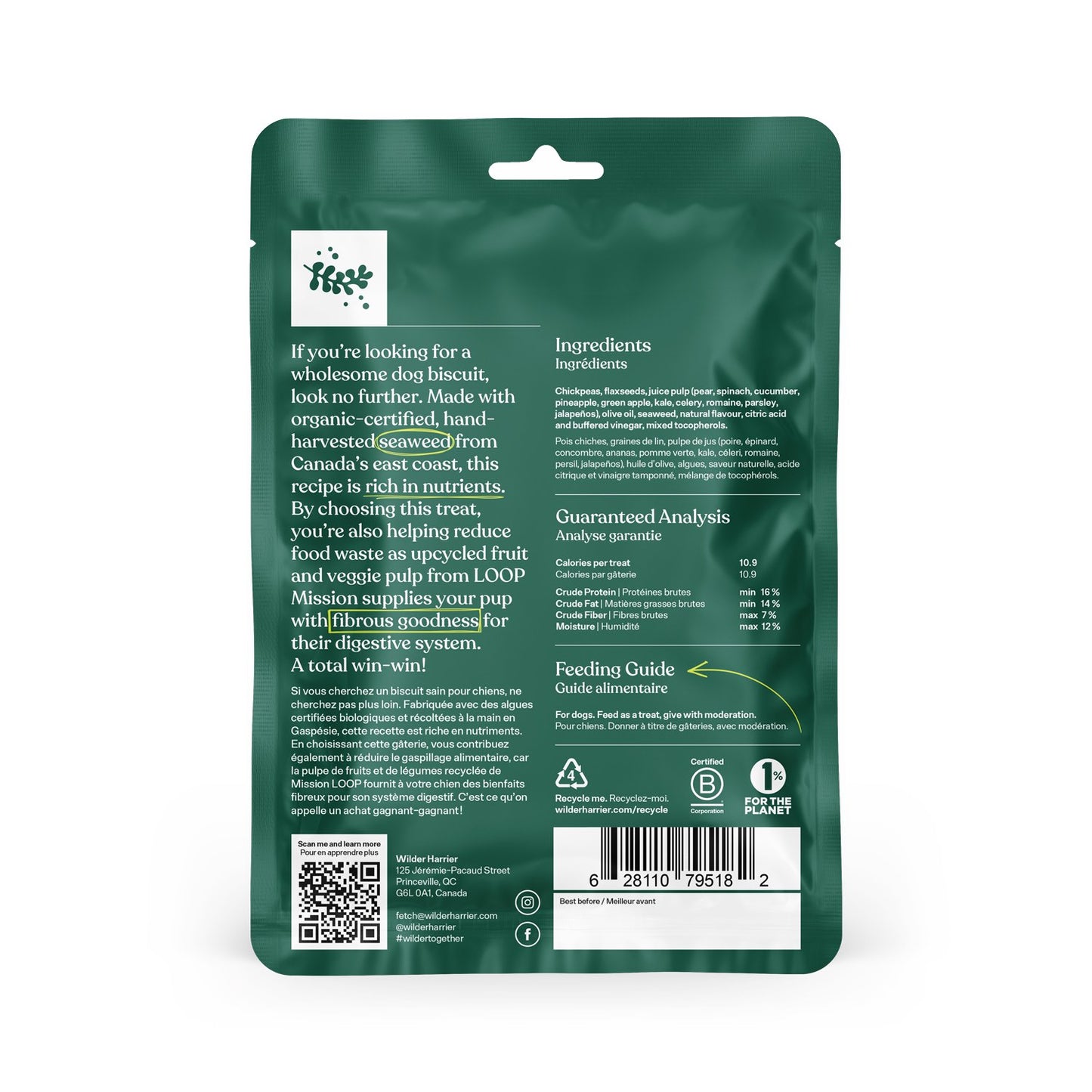 Vegan Dog Treats for Dogs (Seaweed, Pear and Spinach) 120 g Bag - additional product view 2