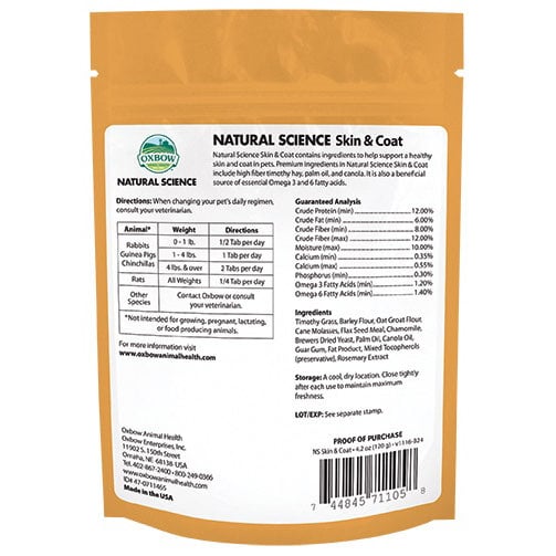 Natural Science Skin & Coat Support for Small Pets (Original) 120 g Bag of 60 Tablets - additional product view 2