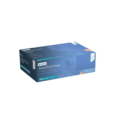 AssureTouch Power Nitrile Exam Gloves, Powder-Free, Non-Sterile, Blue, Large (Box of 100)