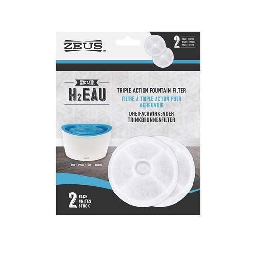 H2EAU Triple Action Fountain Filters Pack of 2