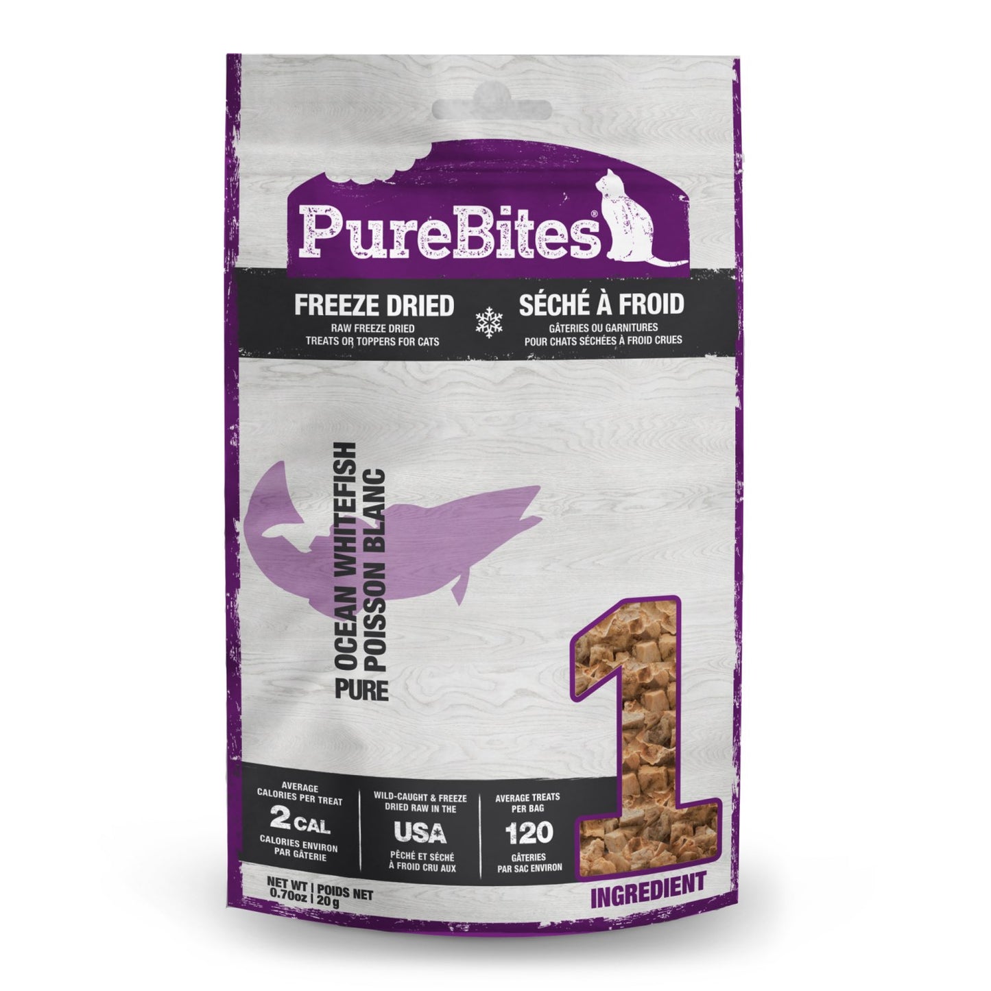 PureBites Freeze - Dried Cat Treats for Cats (Whitefish) 20 g Bag