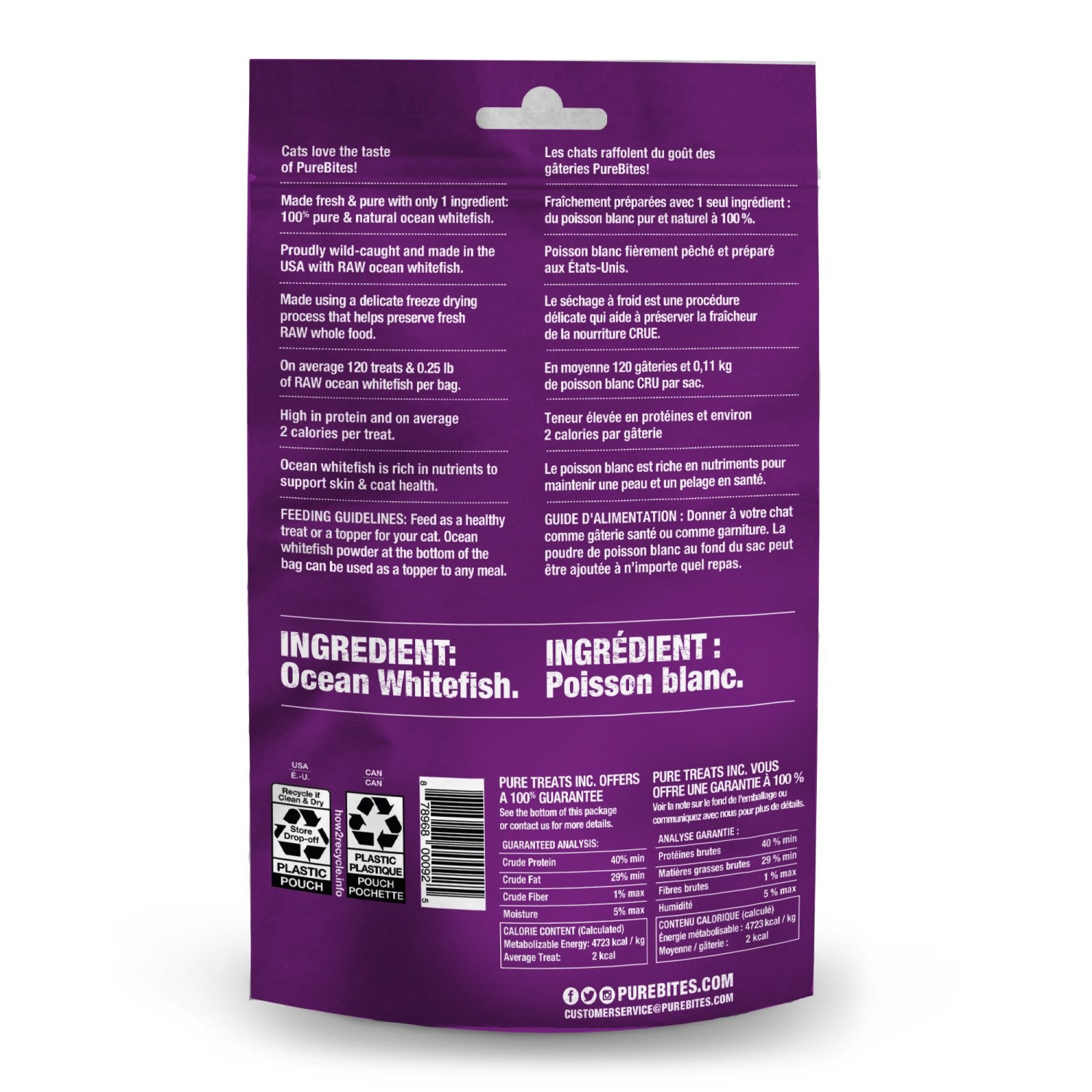 PureBites Freeze - Dried Cat Treats for Cats (Whitefish) 20 g Bag - additional product view 2
