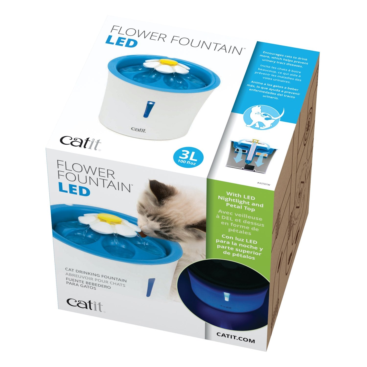 Flower Fountain with LED for Cats (Blue) (3 L), 1 Unit - additional product view 2