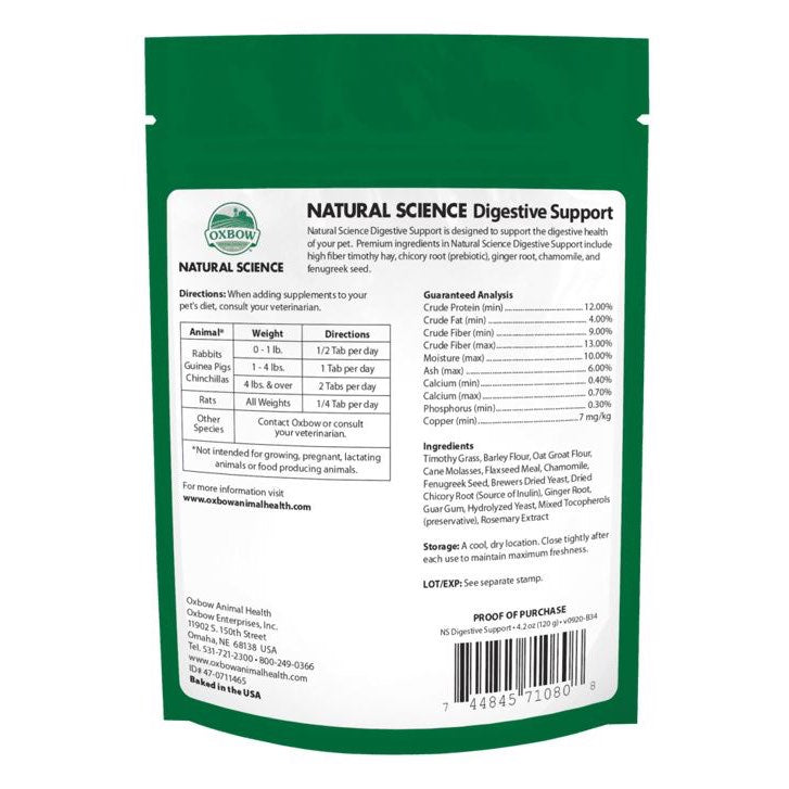 Natural Science Digestive Support for Small Pets (Original) 120 g Bag of 60 Tablets - additional product view 2