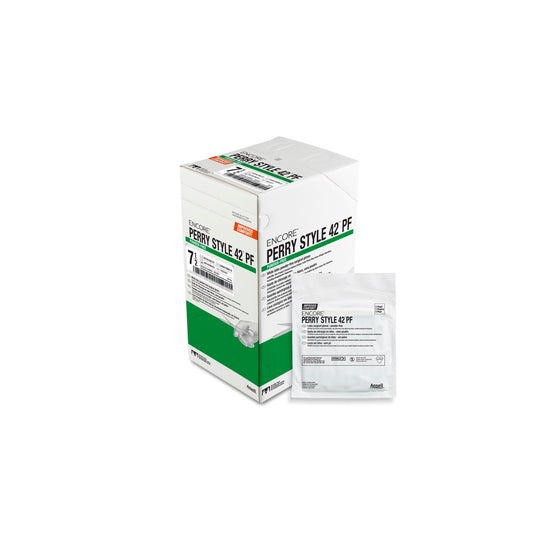 Glove Surgical Latex ENCORE Perry Style 42 Powder Free Box of 50 Pairs, Natural, 7
