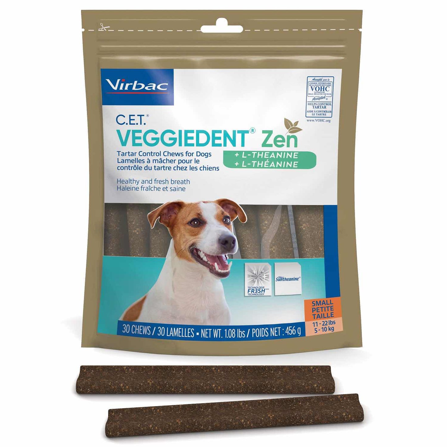 C.E.T.. VeggieDent ZEN Chews for Dogs (Vegetables) 1 Bag of 30 Soft Chews, Small, 1 Bag of 30 Chews