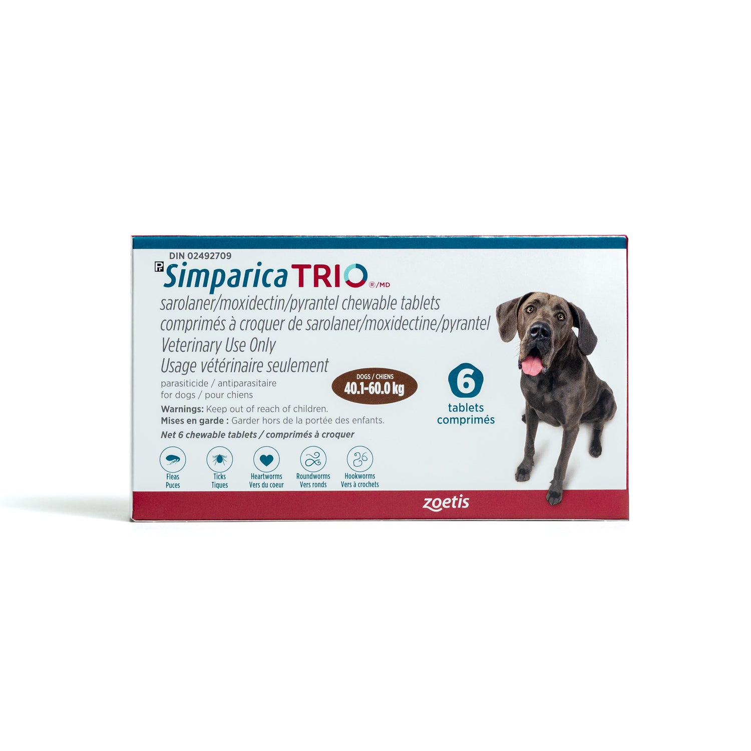 Simparica TRIO for Dogs, 40.1 - 60 kg (Brown), 6 Chews