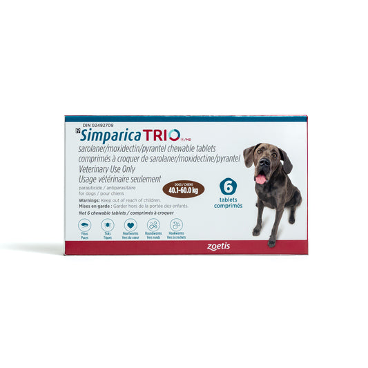 Simparica TRIO for Dogs, 40.1 - 60 kg (Brown), 6 Chews