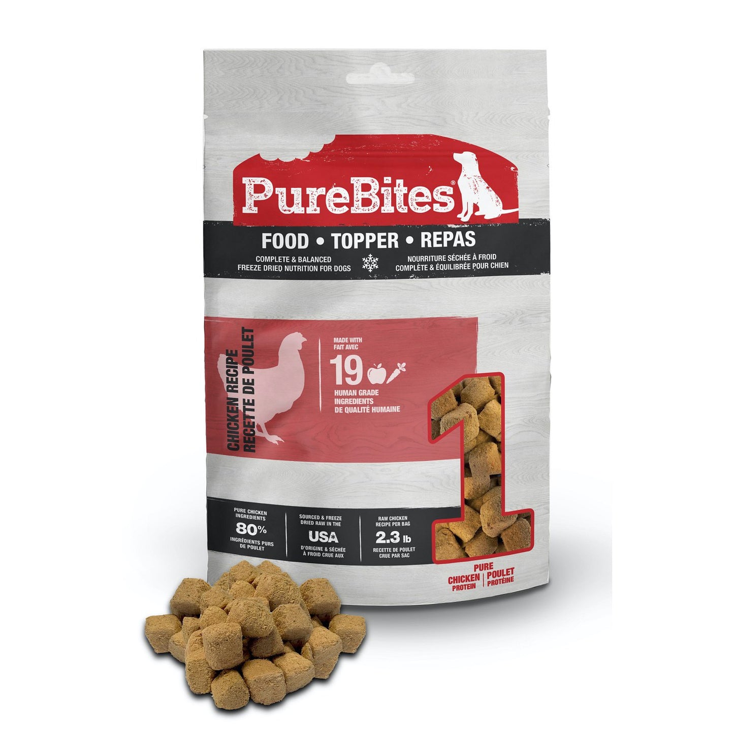 PureBites Food and Topper for Dogs (Chicken) 85 g Bag