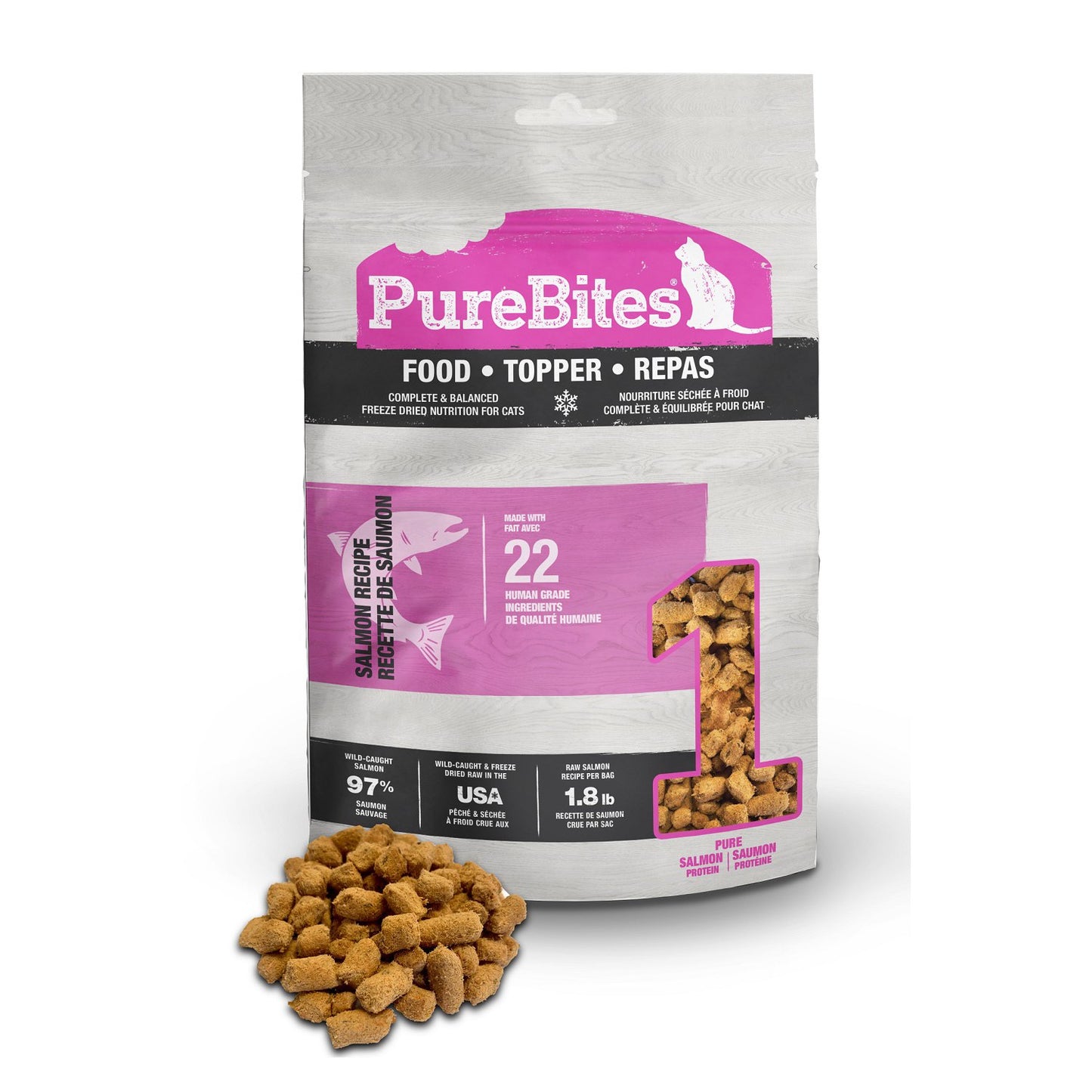 PureBites Food and Topper for Cats (Salmon) 69 g Bag