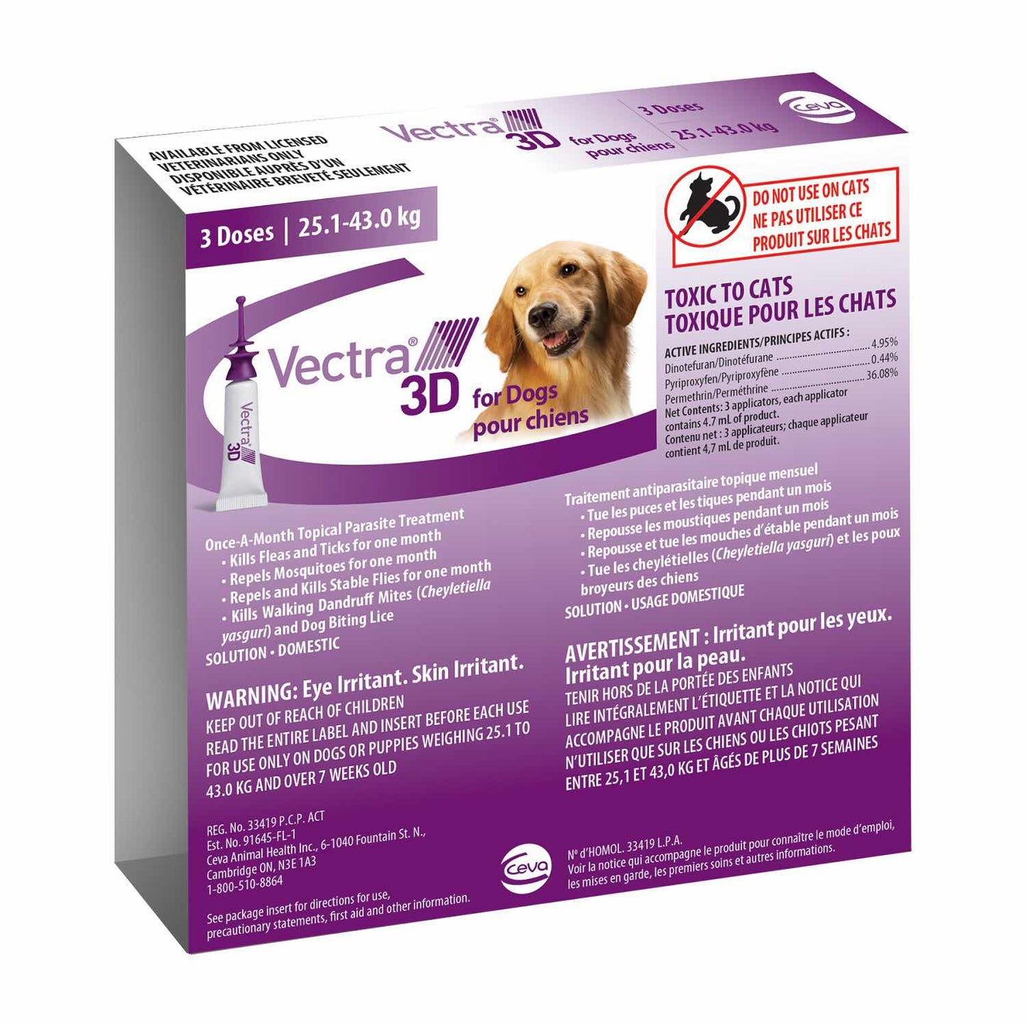 Vectra 3d for Dogs and Puppies Solution - 25.1-43 kg (Purple) - product image 1