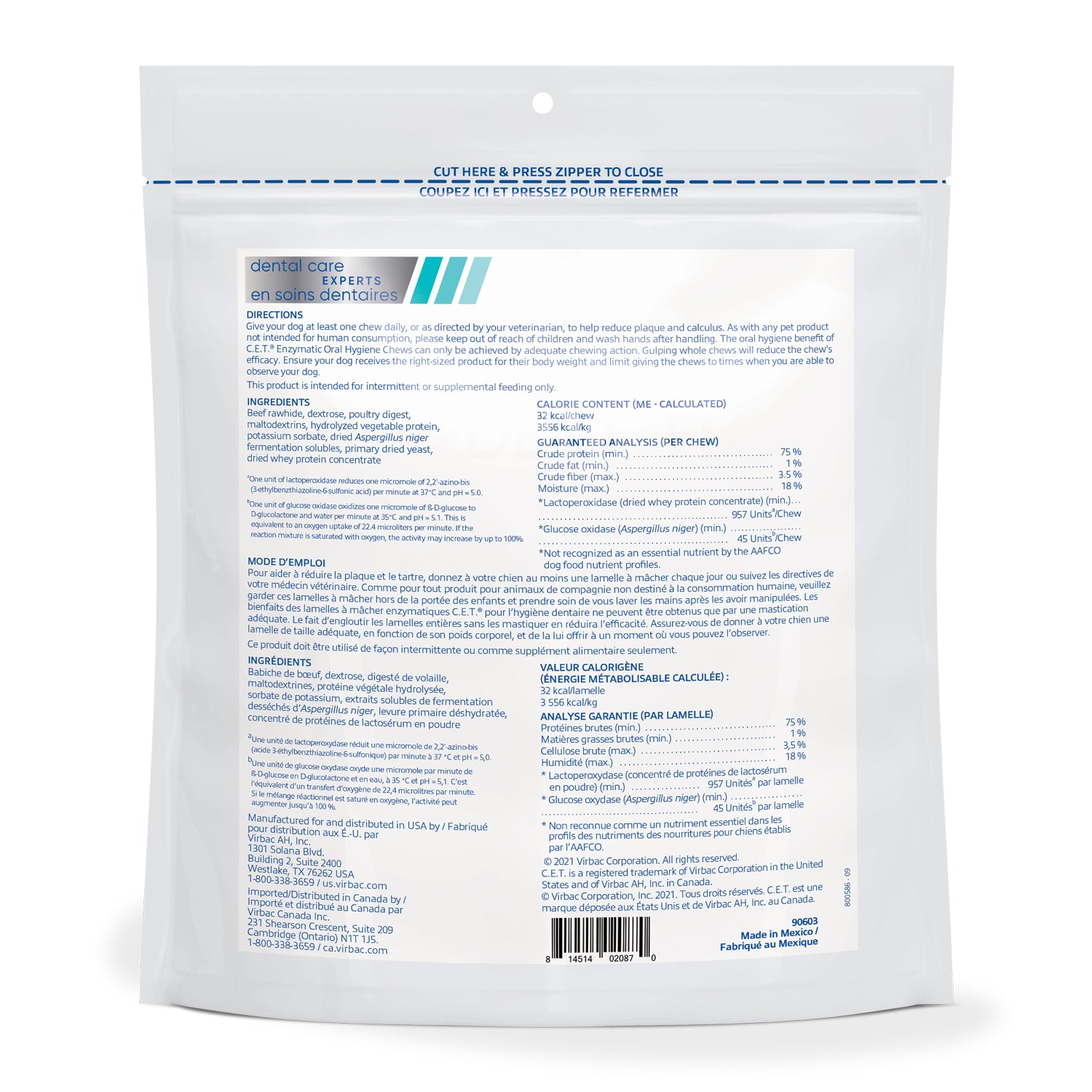 C.E.T.. Enzymatic Chews for Dogs (Original) g Bag, Small, 237 g Bag, 242 g Bag - additional product view 4
