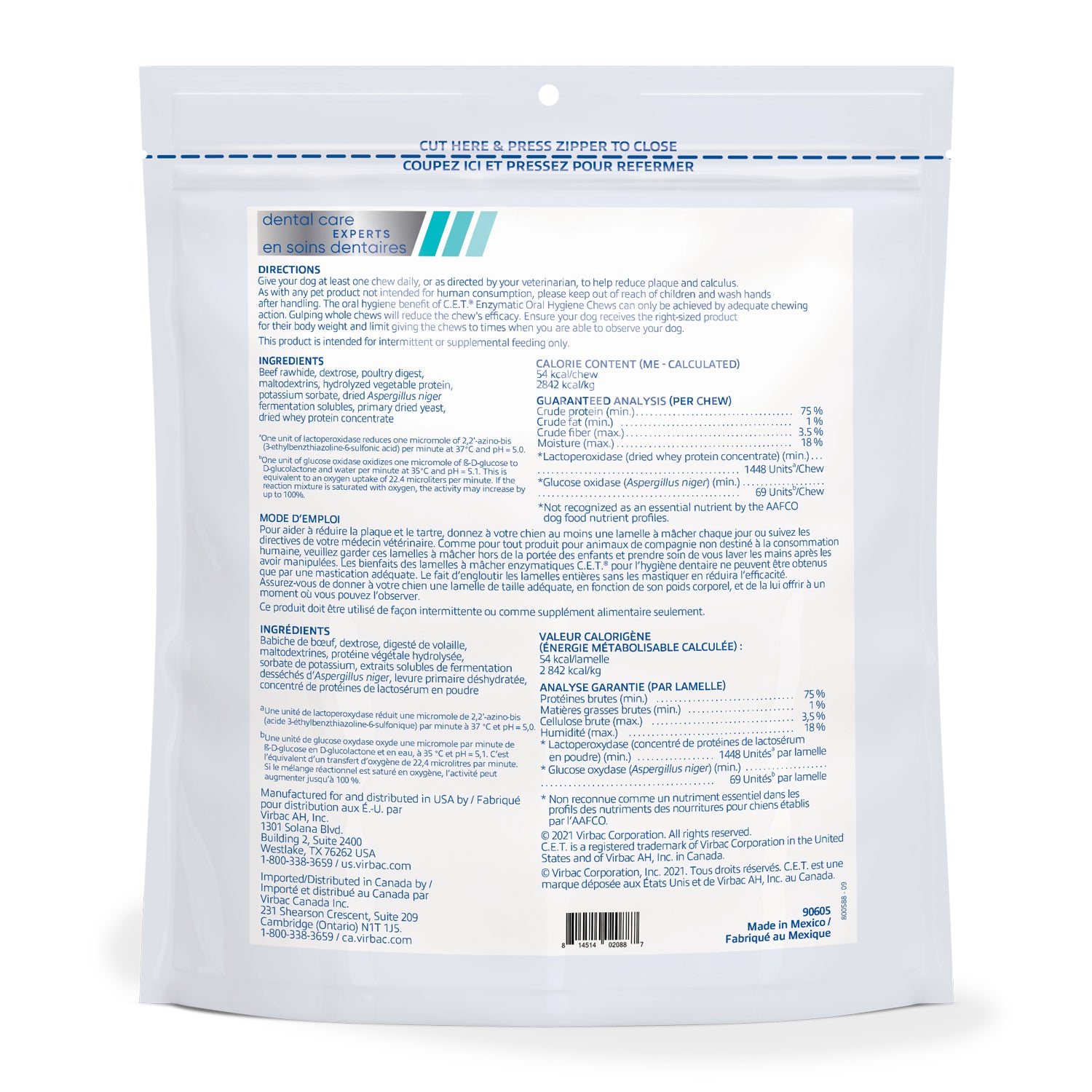 C.E.T.. Enzymatic Chews for Dogs (Original) g Bag, Medium, 237 g Bag, 363 g Bag - additional product view 4
