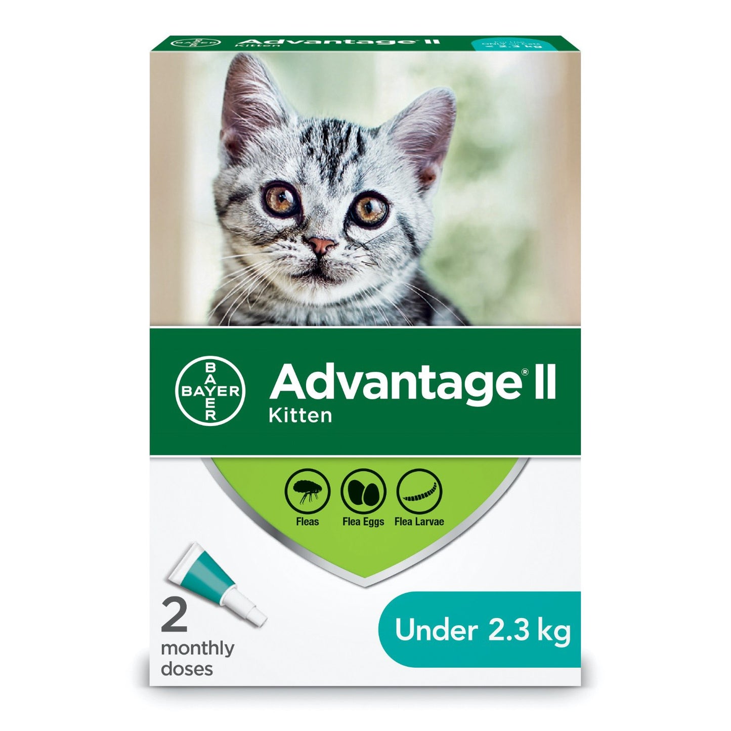 Advantage II for Cats (Aqua) (Under 2.3 kg) Pack of 2, 0.23 mL