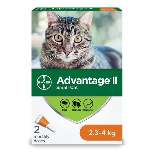 Advantage II for Cats (Orange) (2.3 - 4 kg) Pack of 2, 0.4 mL