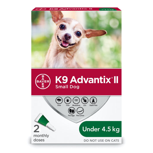 K9 Advantix II for Dogs (Green) (Under 4.5 kg) Pack of 2, 0.4 mL