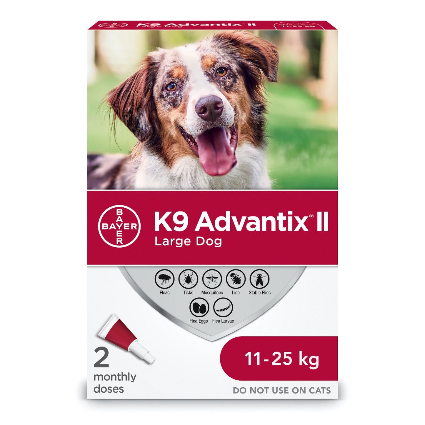 K9 Advantix II for Dogs (Red) (11 - 25 kg) Pack of 2, 2.5 mL