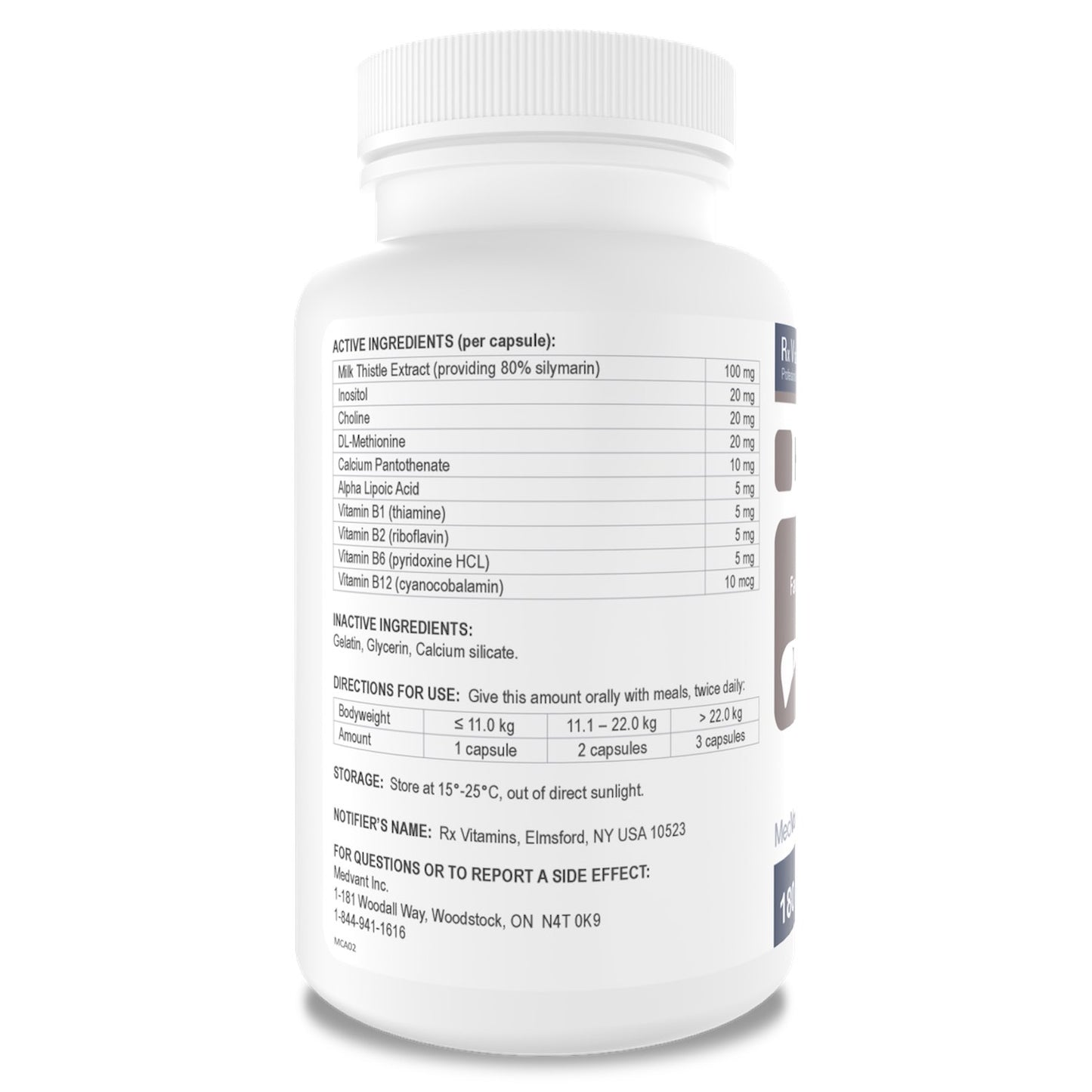 Rx Vitamins Hepato Support for Cats and Dogs Capsule - 180 Cap - product image 2