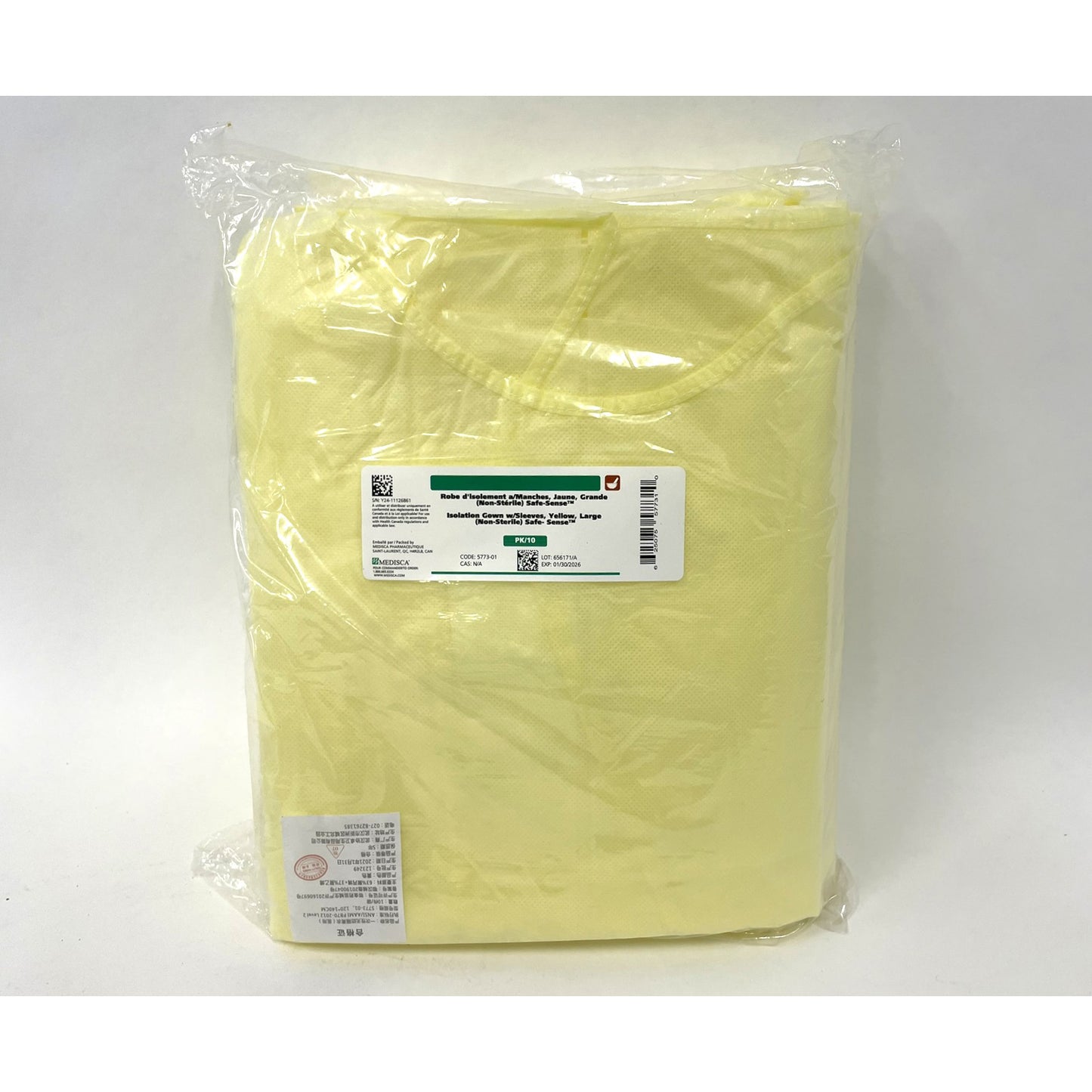 Isolation Gown Safe - Sense Level 2 (Yellow) Box of 10 Gowns