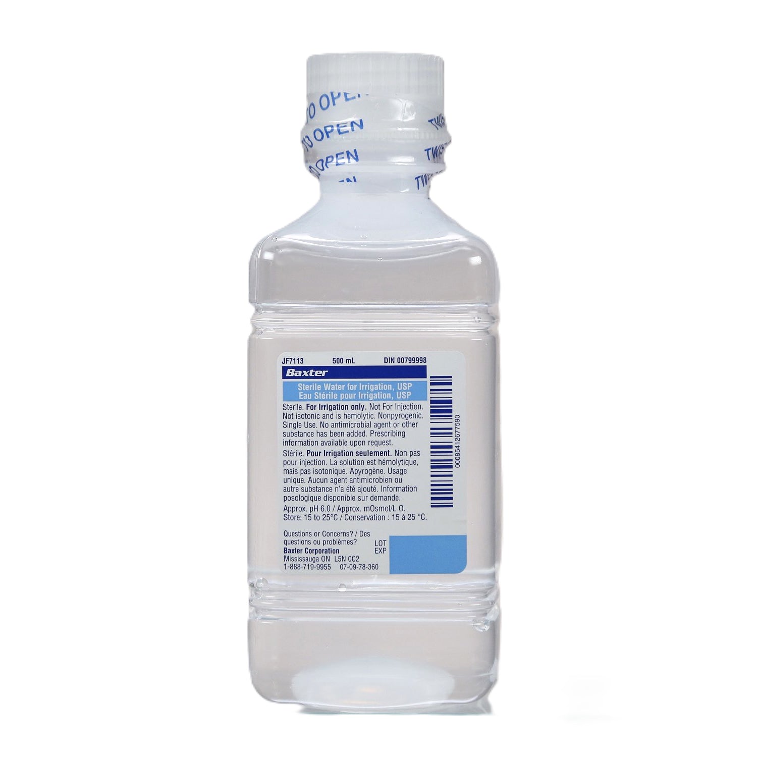 Pour - on Sterile Water for Irrigation 500 mL Bottle 100 %