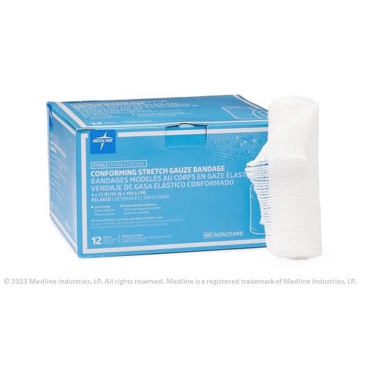 Sterile Conform Stretch Gauze Bandage Box of 12 Rolls 4 in x 75 in
