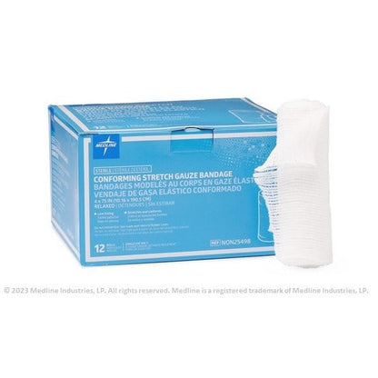 Sterile Conform Stretch Gauze Bandage Box of 12 Rolls 4 in x 75 in