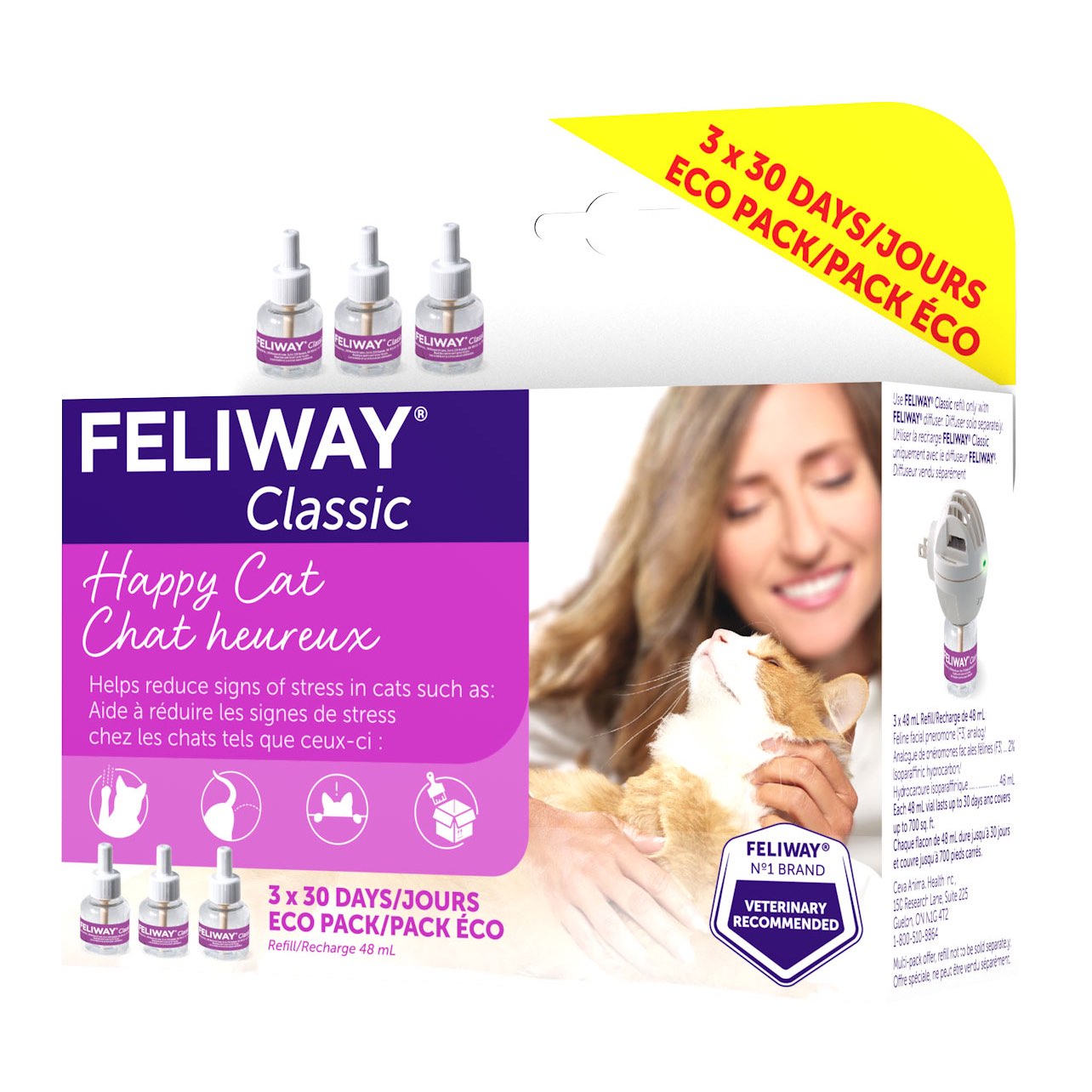 Feliway Classic Refill for Cats Pack of 3, 48 mL