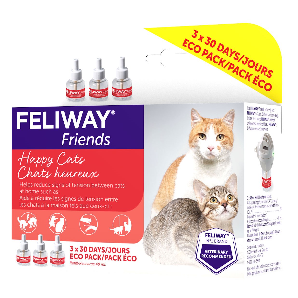 Feliway Friends Refill for Cats Pack of 3, 48 mL