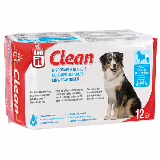 Clean Disposable Diapers for Dogs Bag of 12 Diapers