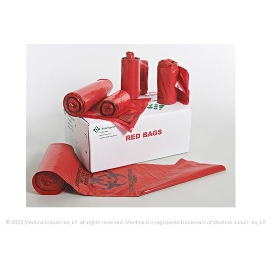 Medical Red Waste Bag with Biohazard Logo 1 Bag 30 in x 38 in
