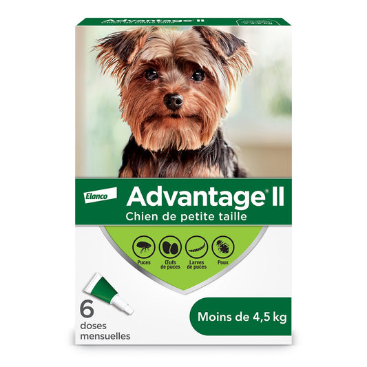 Advantage II for Dogs (Green) (Under 4.5 kg) Pack of 6