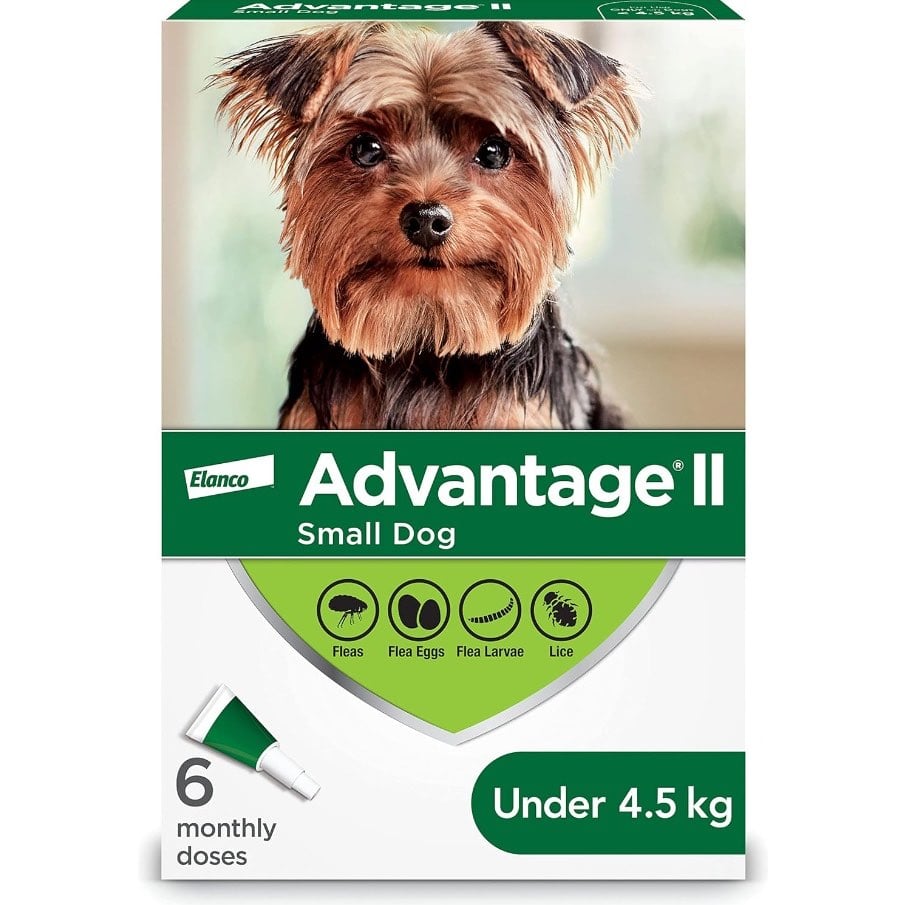 Advantage II for Dogs - Under 4.5 kg (Green) / Pack of 6 Tubes - product image 2