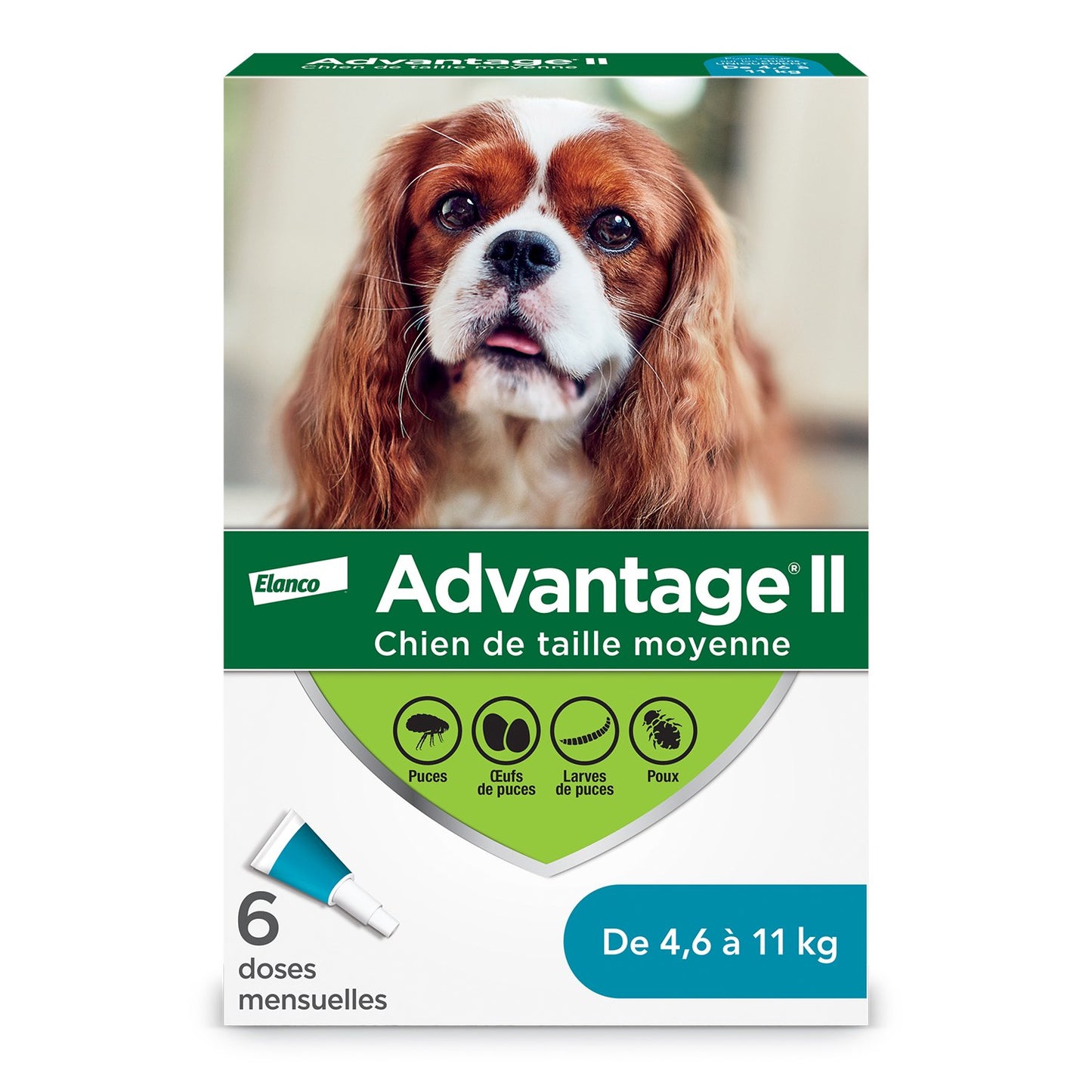 Advantage II for Dogs (Aqua) (4.6 - 11 kg) Pack of 6